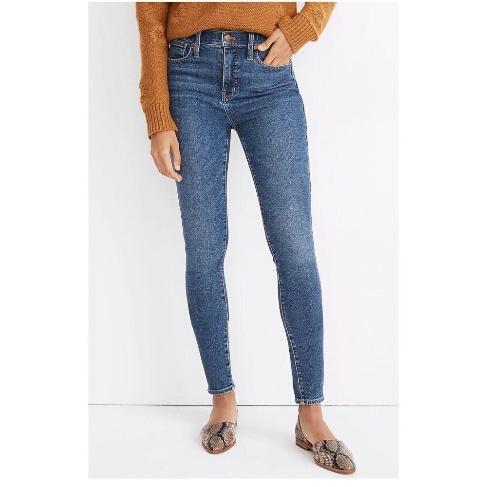 Madewell 10" High Rise Skinny Jeans Wendover Wash Size 30 Tall Stretch Blue